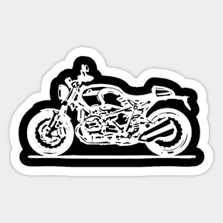 R Nine T Cafe Racer White Sketch Art Sticker